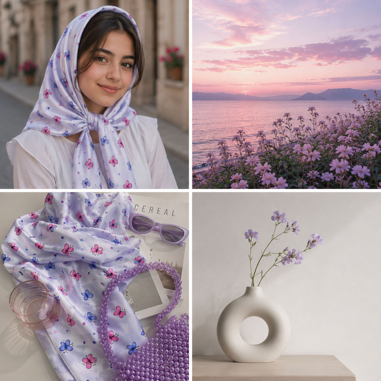 روسری دخترانه طرحدار نخی و سبک